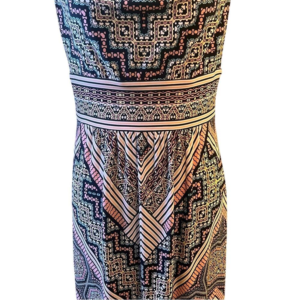 London Times Multicolor Medallion Halter Pleated Maxi Dress Size 8 - Picture 7 of 9
